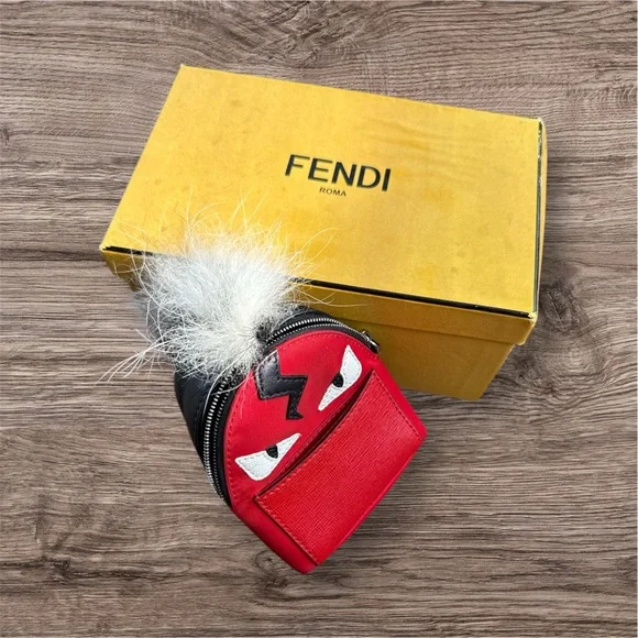 Fendi Monster Eyes Fur Key Ring and Bag Charm in Nylon and Leather - Picture 3 of 10